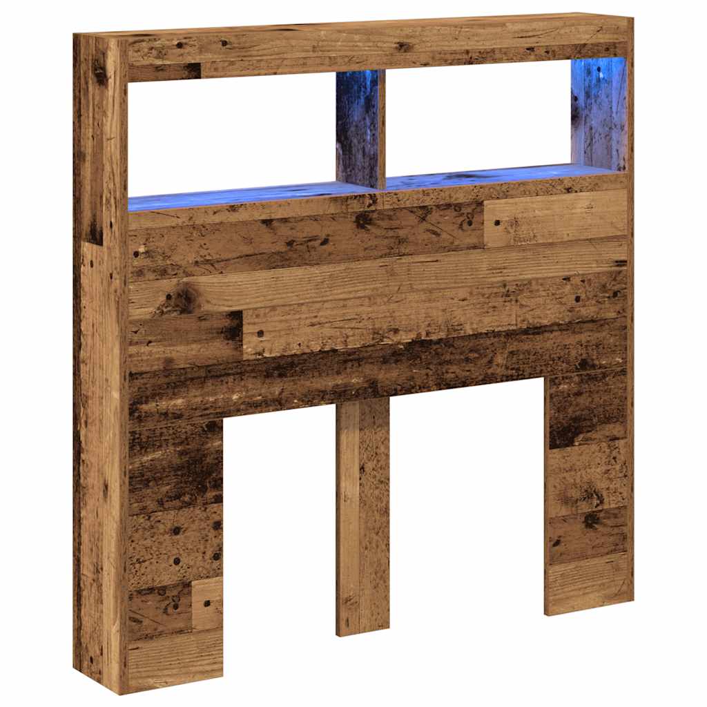 vidaXL Headboard Cabinet with LED Old Wood 100x17x102 cm