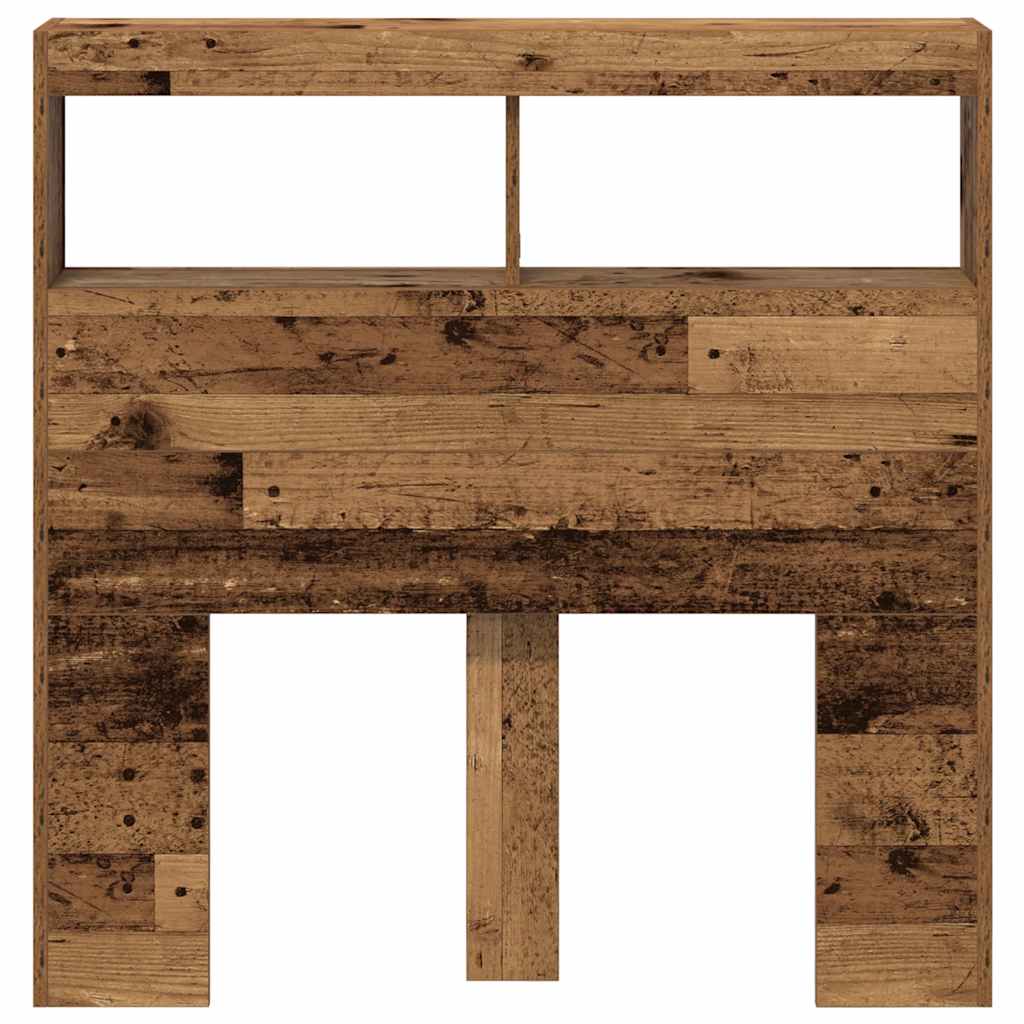 vidaXL Headboard Cabinet with LED Old Wood 100x17x102 cm