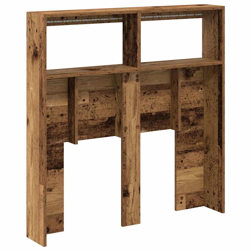 vidaXL Headboard Cabinet with LED Old Wood 100x17x102 cm