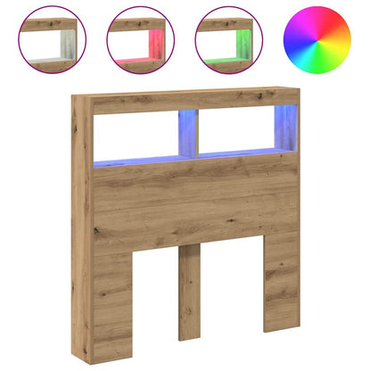 vidaXL Headboard Cabinet with LED Artisan Oak 100x17x102 cm