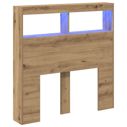 vidaXL Headboard Cabinet with LED Artisan Oak 100x17x102 cm