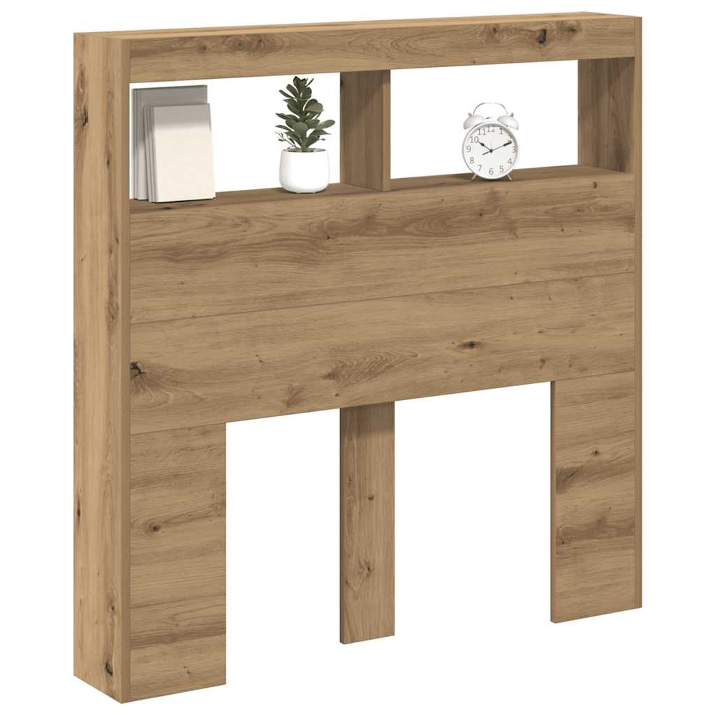 vidaXL Headboard Cabinet with LED Artisan Oak 100x17x102 cm