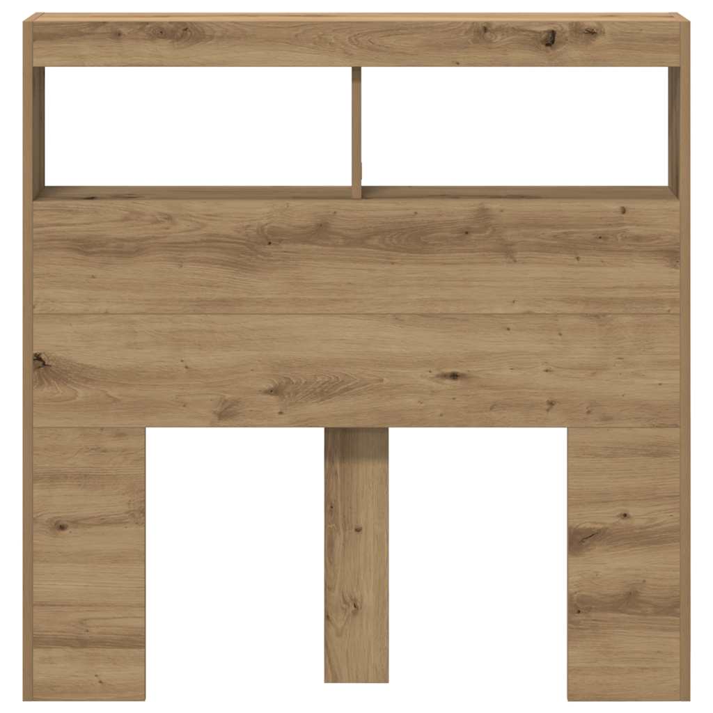 vidaXL Headboard Cabinet with LED Artisan Oak 100x17x102 cm