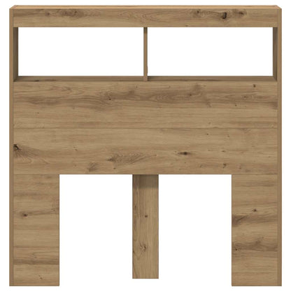 vidaXL Headboard Cabinet with LED Artisan Oak 100x17x102 cm