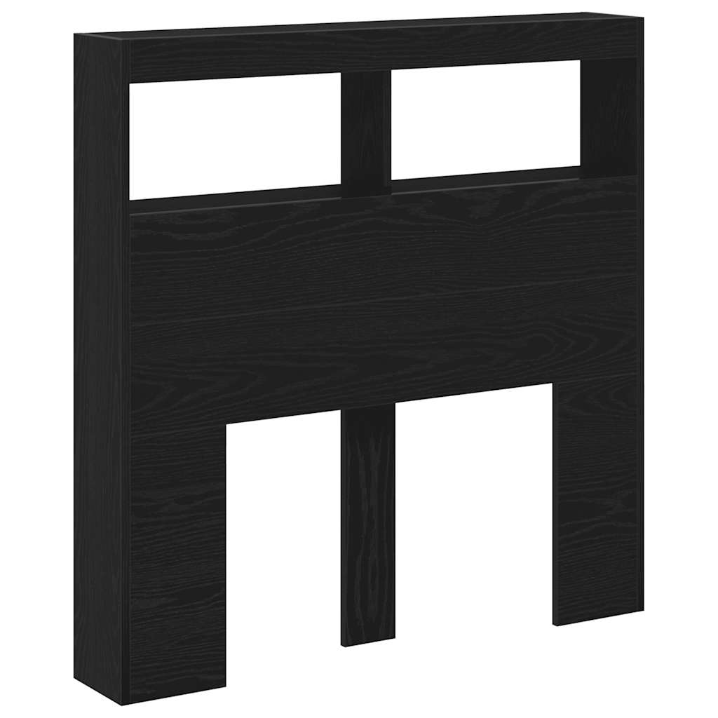 vidaXL Headboard Cabinet with LED Black Oak 100x17x102 cm