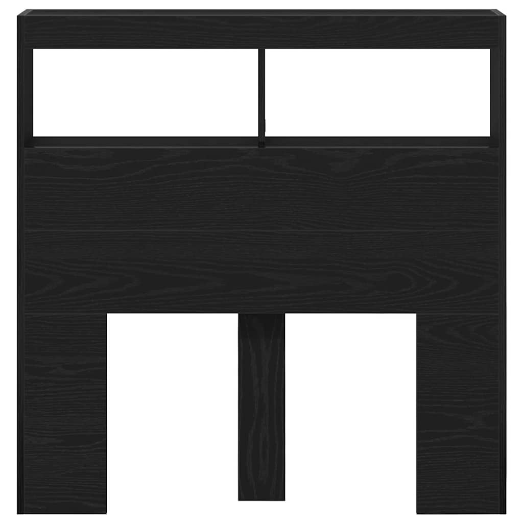vidaXL Headboard Cabinet with LED Black Oak 100x17x102 cm