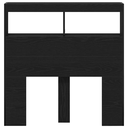 vidaXL Headboard Cabinet with LED Black Oak 100x17x102 cm
