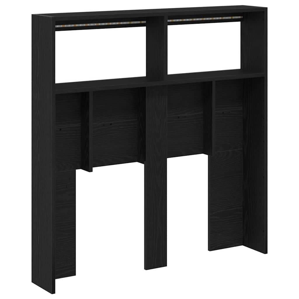 vidaXL Headboard Cabinet with LED Black Oak 100x17x102 cm