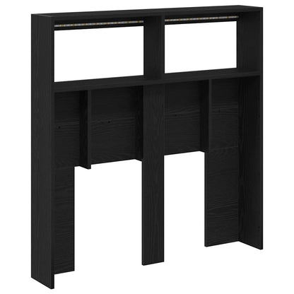 vidaXL Headboard Cabinet with LED Black Oak 100x17x102 cm