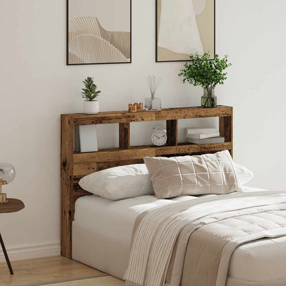 vidaXL Headboard Cabinet with LED Old Wood 140x17x102 cm