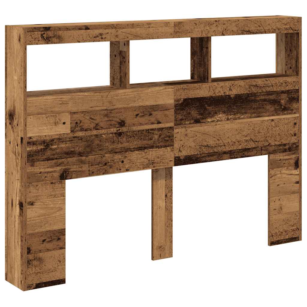 vidaXL Headboard Cabinet with LED Old Wood 140x17x102 cm