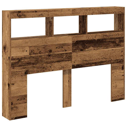 vidaXL Headboard Cabinet with LED Old Wood 140x17x102 cm