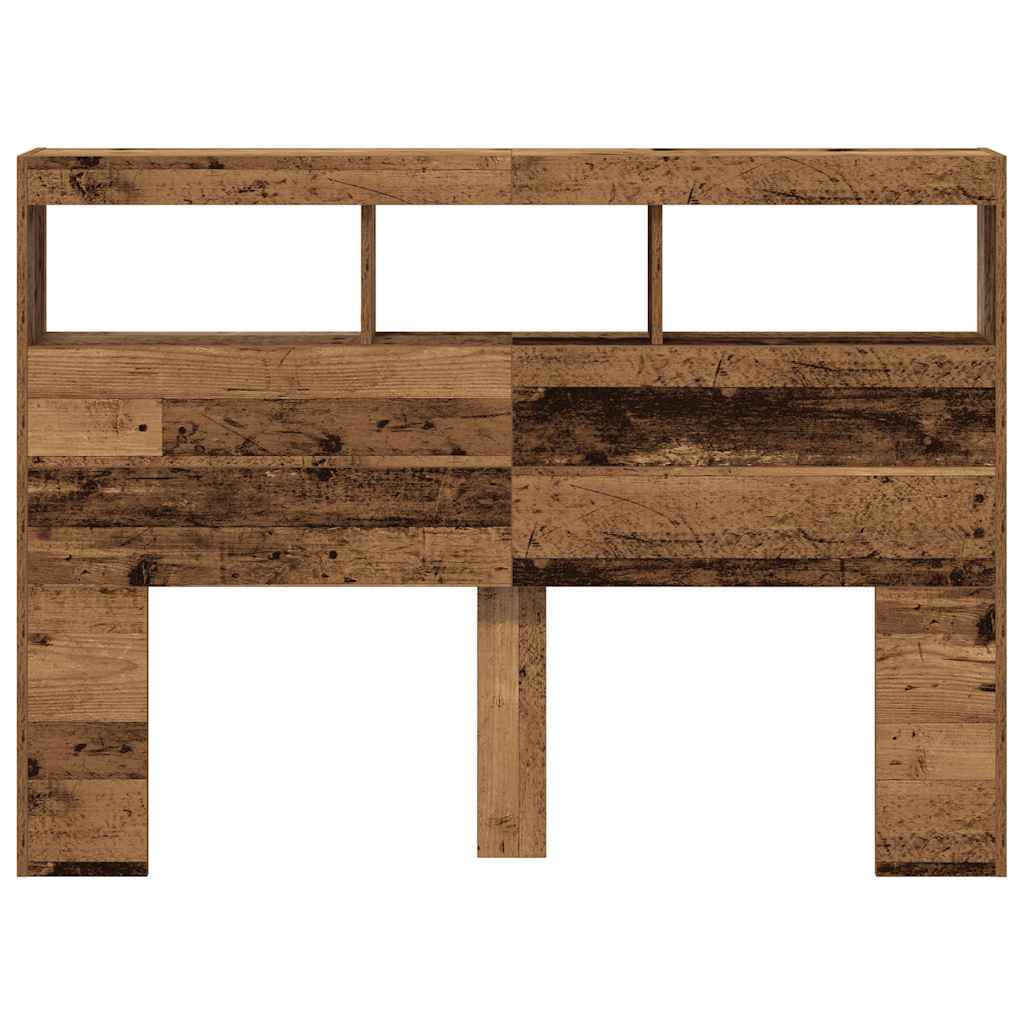 vidaXL Headboard Cabinet with LED Old Wood 140x17x102 cm