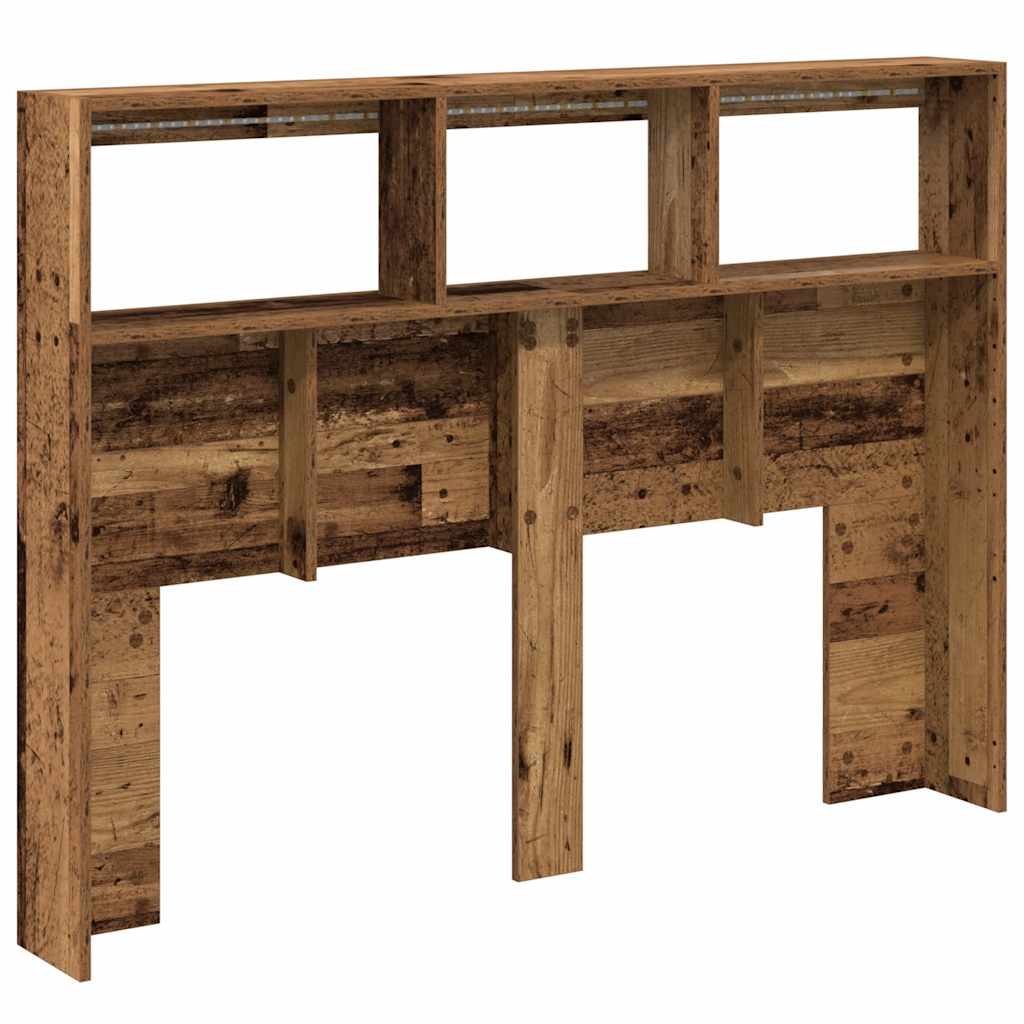 vidaXL Headboard Cabinet with LED Old Wood 140x17x102 cm