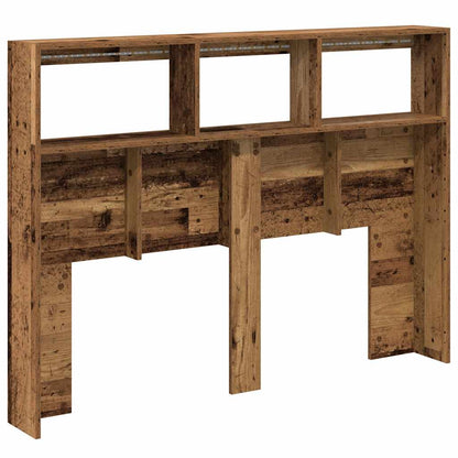vidaXL Headboard Cabinet with LED Old Wood 140x17x102 cm