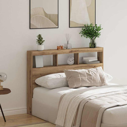 vidaXL Headboard Cabinet with LED Artisan Oak 140x17x102 cm