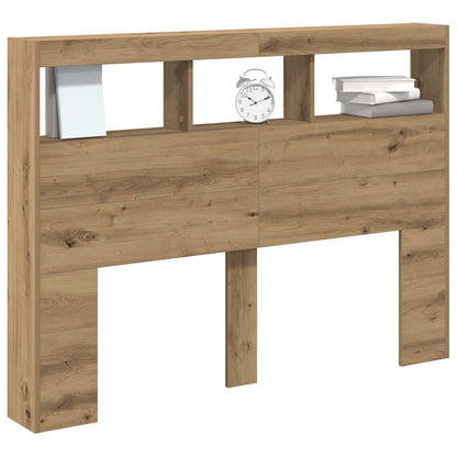 vidaXL Headboard Cabinet with LED Artisan Oak 140x17x102 cm