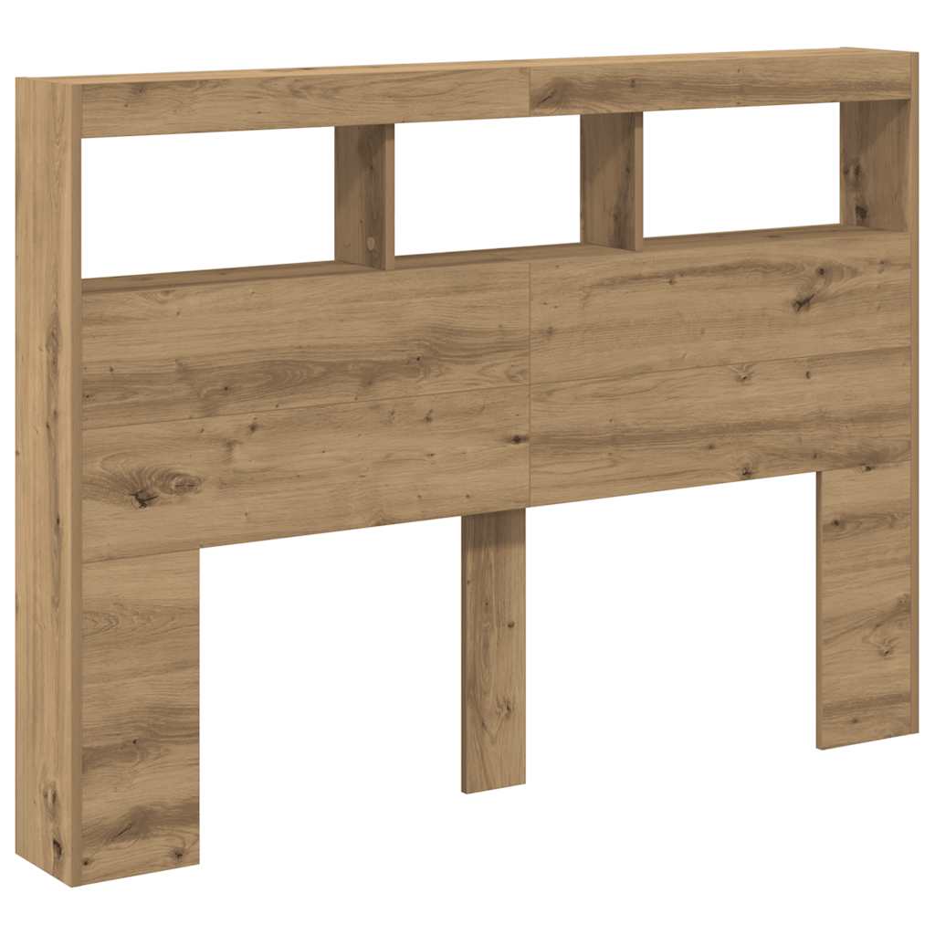 vidaXL Headboard Cabinet with LED Artisan Oak 140x17x102 cm
