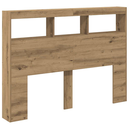 vidaXL Headboard Cabinet with LED Artisan Oak 140x17x102 cm