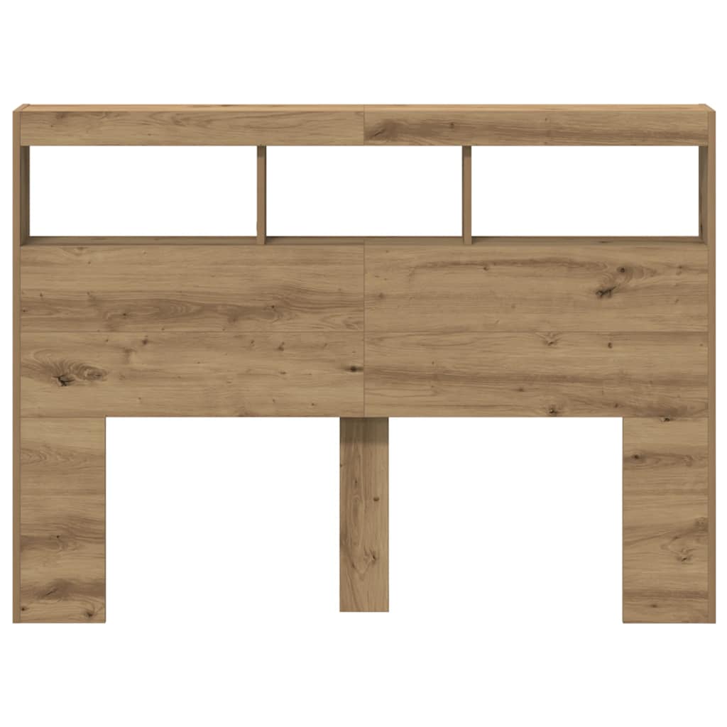 vidaXL Headboard Cabinet with LED Artisan Oak 140x17x102 cm