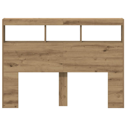 vidaXL Headboard Cabinet with LED Artisan Oak 140x17x102 cm