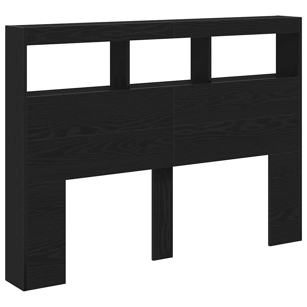 vidaXL Headboard Cabinet with LED Black Oak 140x17x102 cm