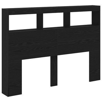 vidaXL Headboard Cabinet with LED Black Oak 140x17x102 cm