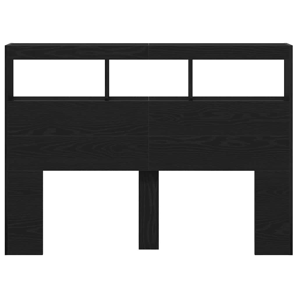 vidaXL Headboard Cabinet with LED Black Oak 140x17x102 cm
