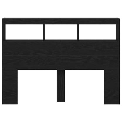vidaXL Headboard Cabinet with LED Black Oak 140x17x102 cm