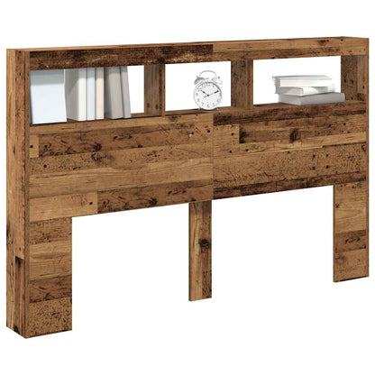 vidaXL Headboard Cabinet with LED Old Wood 160x17x102 cm