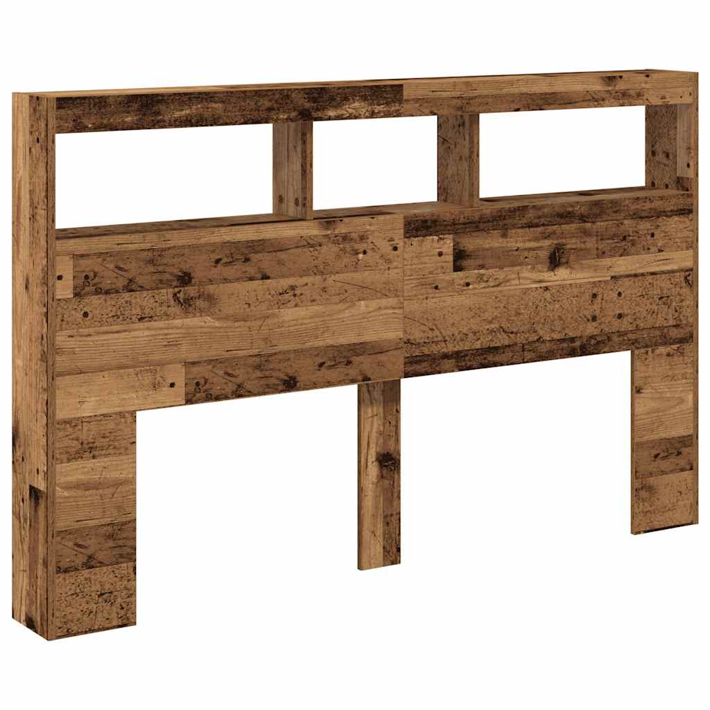 vidaXL Headboard Cabinet with LED Old Wood 160x17x102 cm