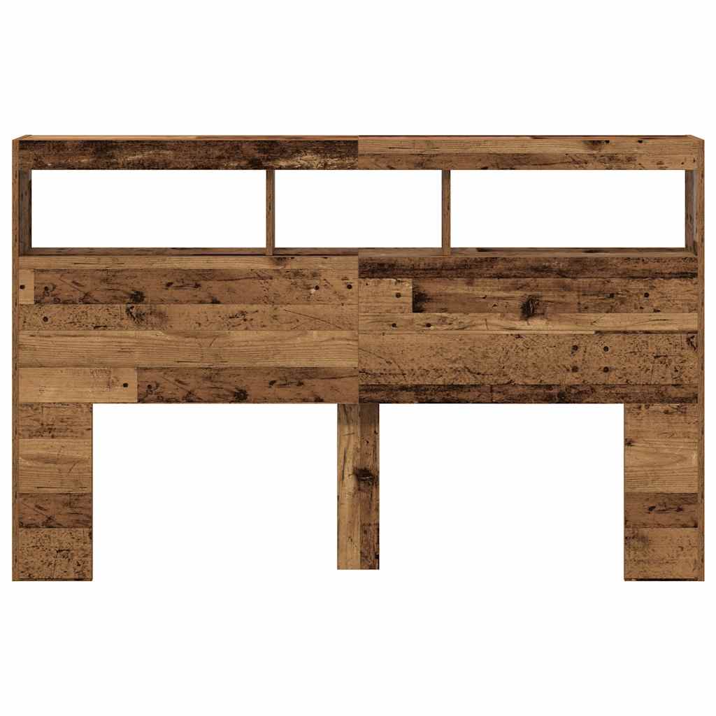vidaXL Headboard Cabinet with LED Old Wood 160x17x102 cm