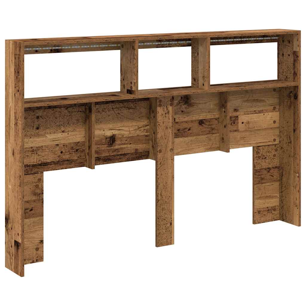 vidaXL Headboard Cabinet with LED Old Wood 160x17x102 cm