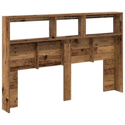 vidaXL Headboard Cabinet with LED Old Wood 160x17x102 cm