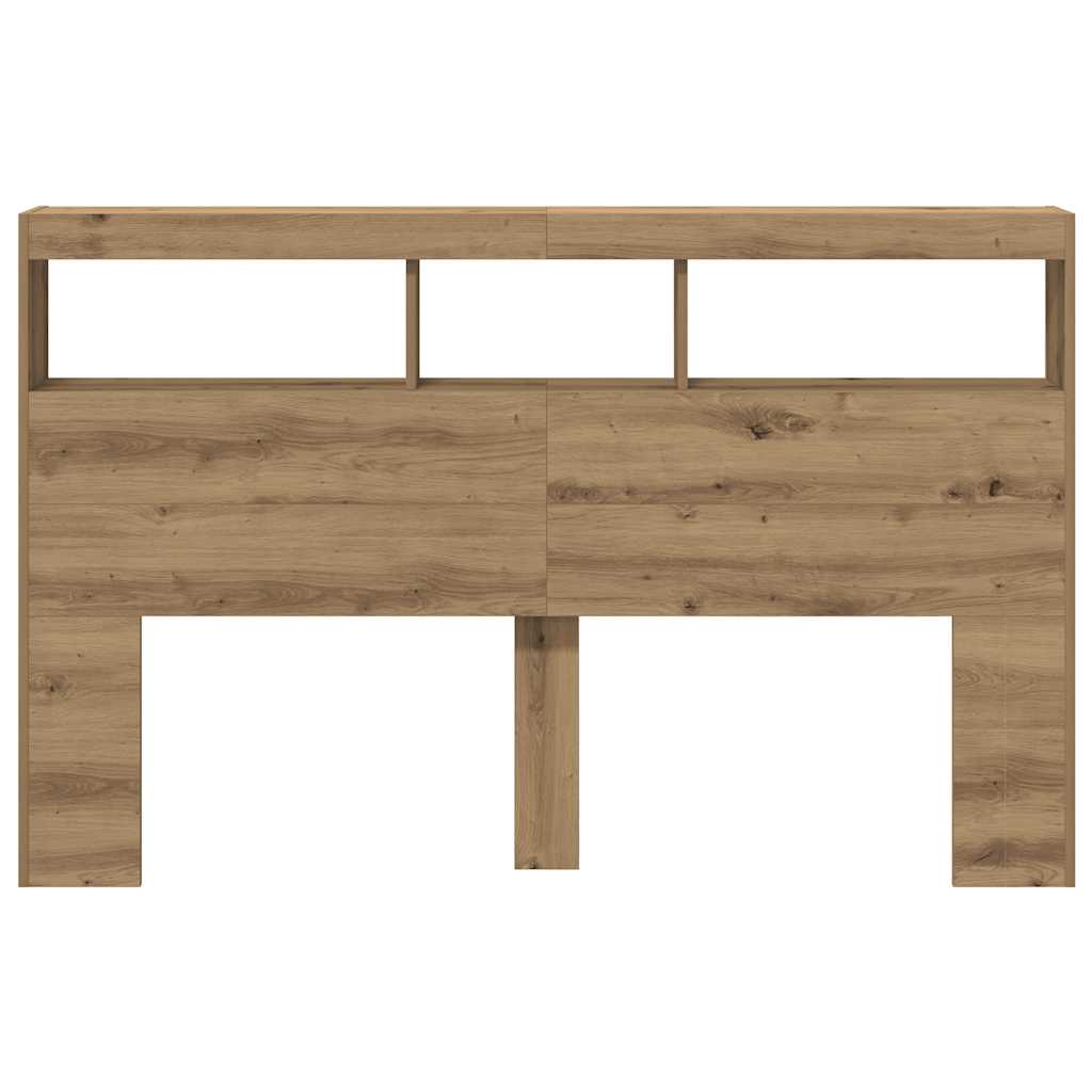 vidaXL Headboard Cabinet with LED Artisan Oak 160x17x102 cm