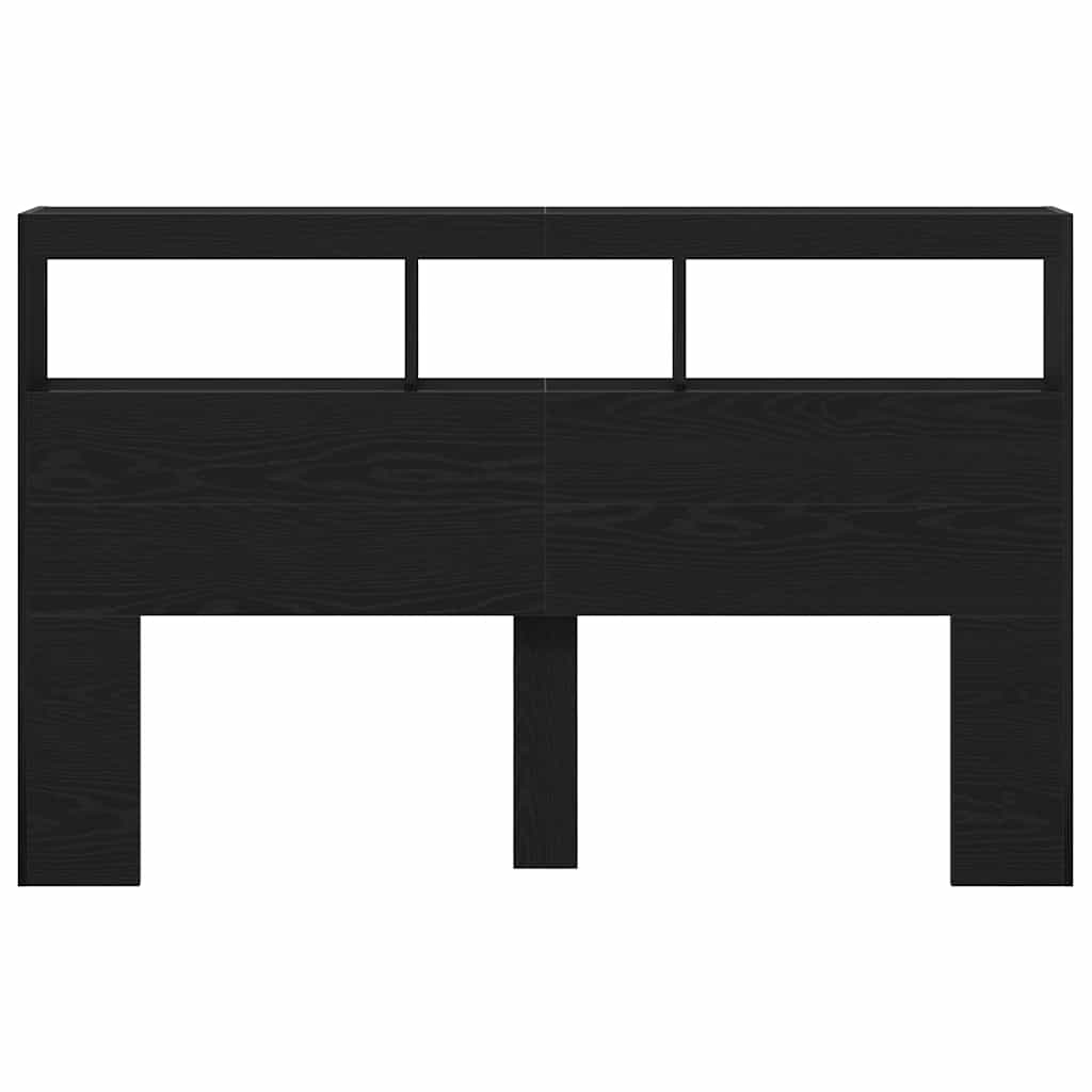 vidaXL Headboard Cabinet with LED Black Oak 160x17x102 cm