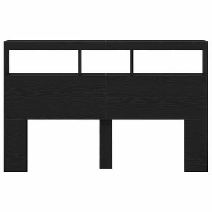vidaXL Headboard Cabinet with LED Black Oak 160x17x102 cm