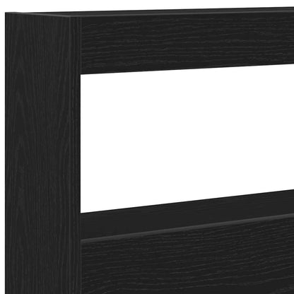vidaXL Headboard Cabinet with LED Black Oak 160x17x102 cm