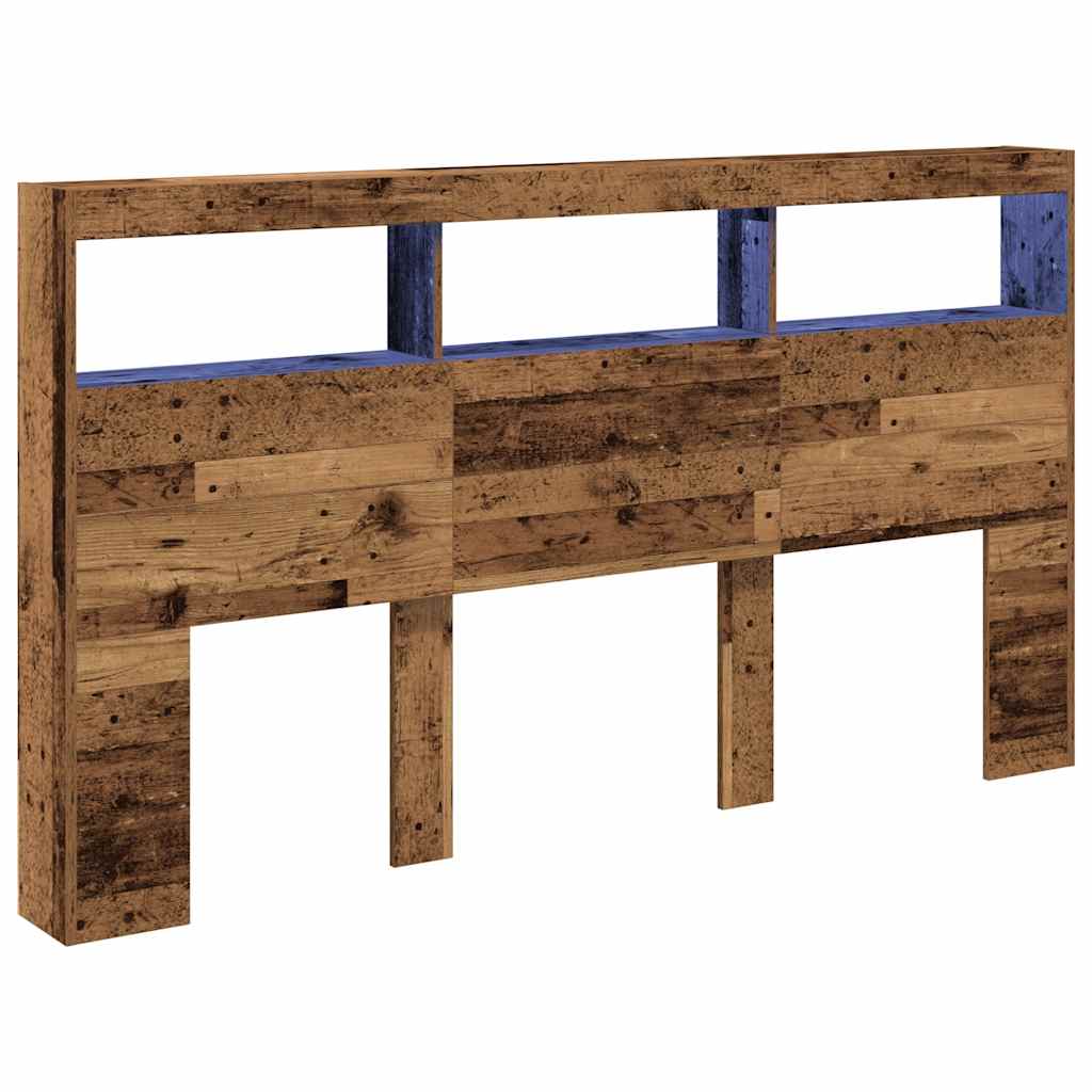 vidaXL Headboard Cabinet with LED Old Wood 180x17x102 cm