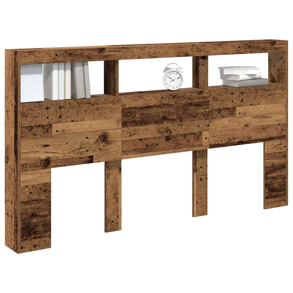 vidaXL Headboard Cabinet with LED Old Wood 180x17x102 cm
