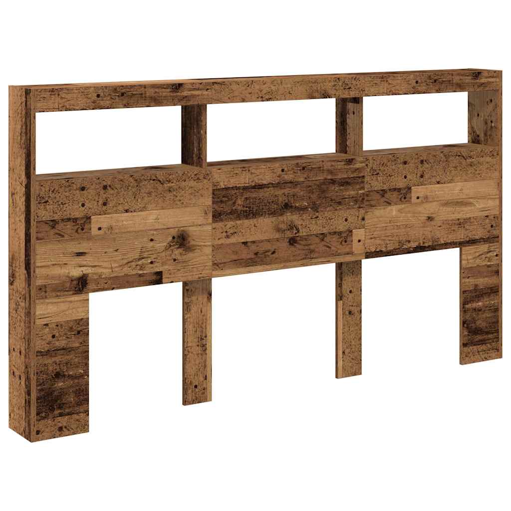 vidaXL Headboard Cabinet with LED Old Wood 180x17x102 cm