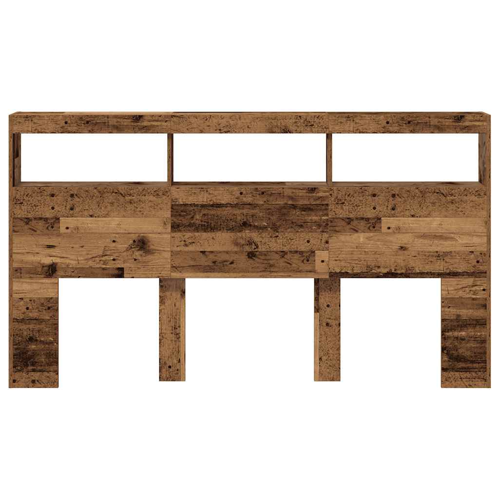 vidaXL Headboard Cabinet with LED Old Wood 180x17x102 cm