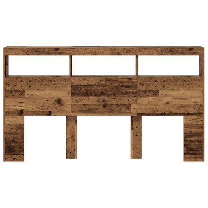 vidaXL Headboard Cabinet with LED Old Wood 180x17x102 cm