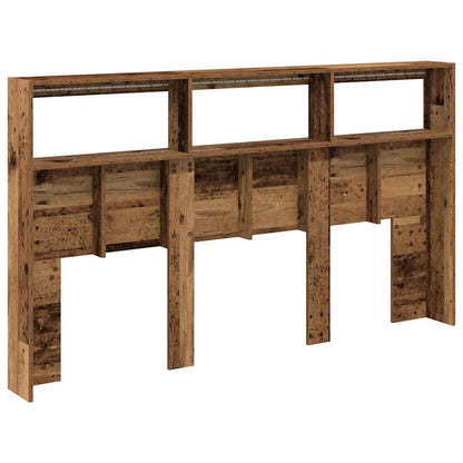vidaXL Headboard Cabinet with LED Old Wood 180x17x102 cm