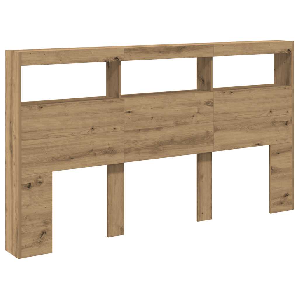 vidaXL Headboard Cabinet with LED Artisan Oak 180x17x102 cm
