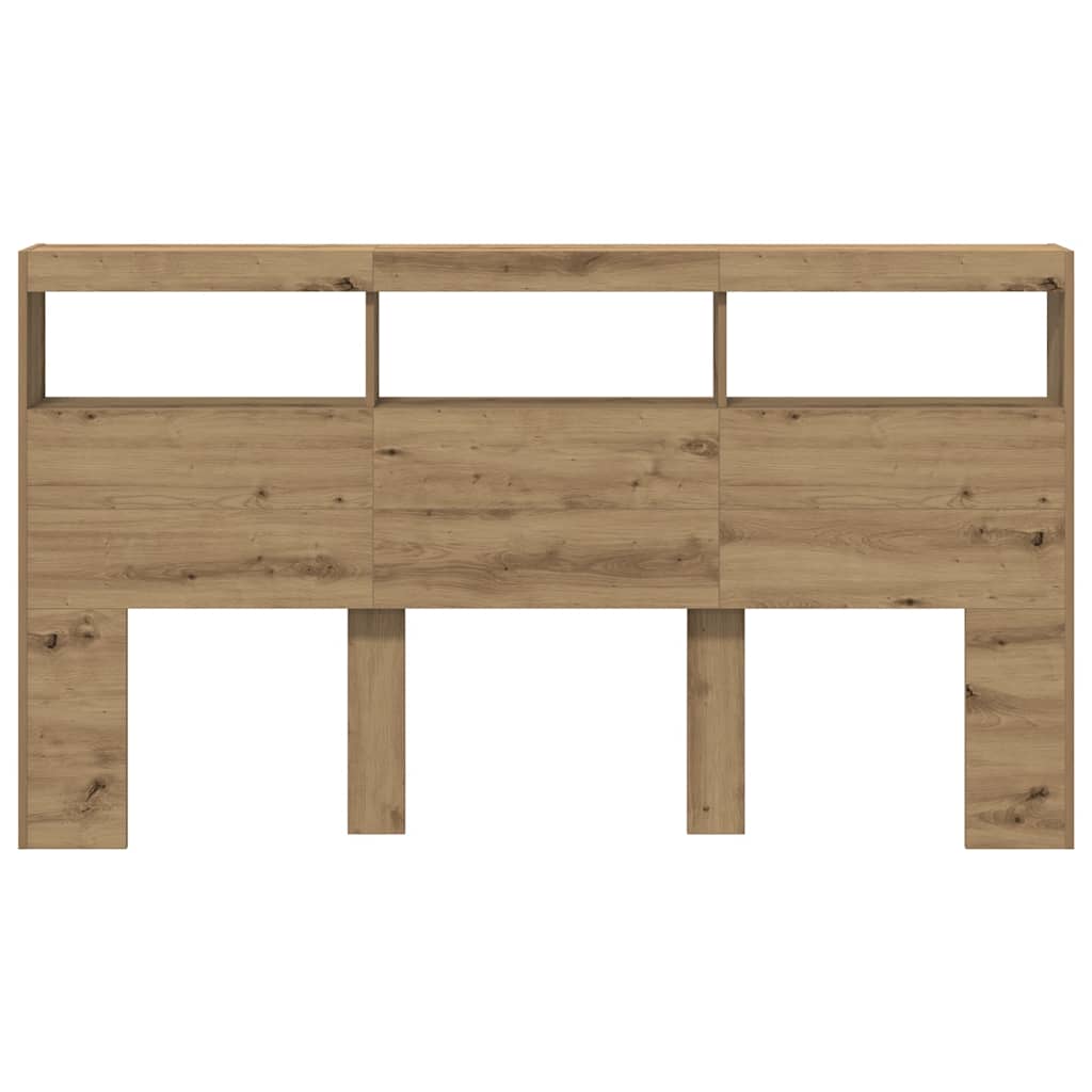 vidaXL Headboard Cabinet with LED Artisan Oak 180x17x102 cm