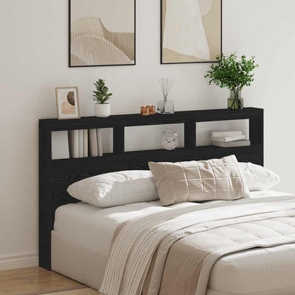vidaXL Headboard Cabinet with LED Black Oak 180x17x102 cm