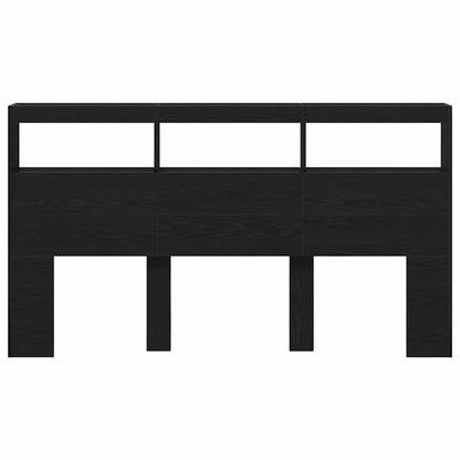 vidaXL Headboard Cabinet with LED Black Oak 180x17x102 cm