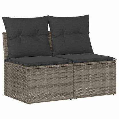 vidaXL 2 Piece Garden Sofa Set with Cushions Light Grey Poly Rattan Acacia