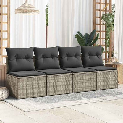 vidaXL 2 Piece Garden Sofa Set with Cushions Light Grey Poly Rattan Acacia